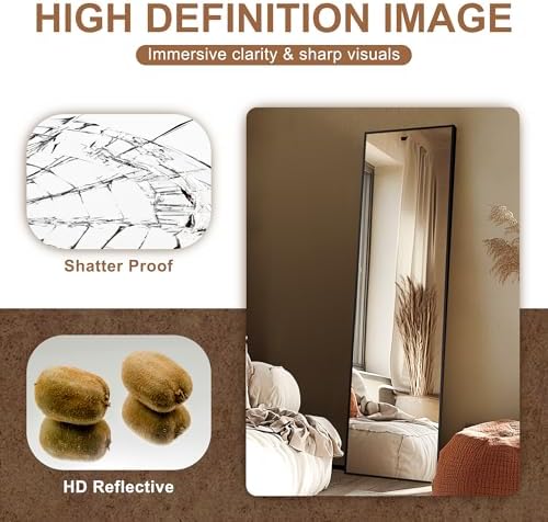 Delma Full Length Mirror with Stand, Black Floor Mirror - Image 3