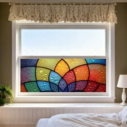 Window Privacy Film 39.37 x 17.3 in Rainbow Mosaic Static Cling - Image 5