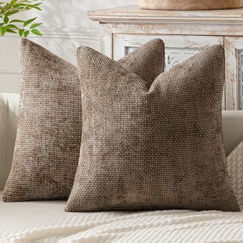 MIULEE Decorative Couch Throw Pillow Covers 20x20 Inch Brown 2 Pack by MIULEE