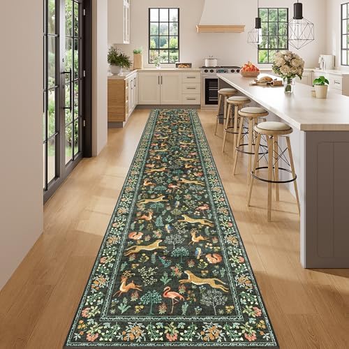 DUKINO 2.6x14 Runner Rug for Hallway, Washable Animal Rug Non Slip, Black - Image 3