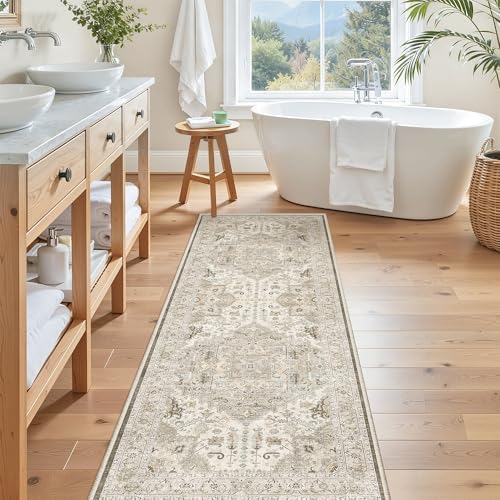 Madane Washable Runner Rug 2x6 Runners for Hallways Non Slip, Ivory/Brown - Image 4