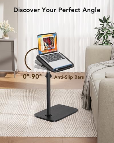 HUANUO TV Tray with Height Adjustment, 360° Swivel, 90° Tilt, Black - Image 6