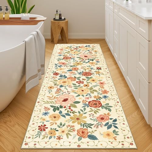 DUKINO 2x10 Runner Rug, Washable Kitchen Runner Rug Non Slip, Beige Yellow - Image 3