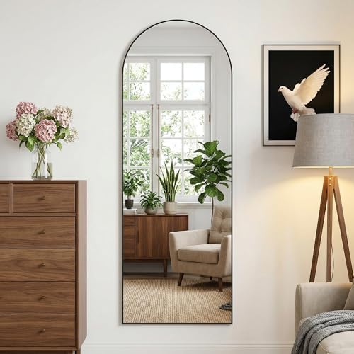 58"x18" Arched Full Length Mirror, Full Body Mirror, Black - Image 2