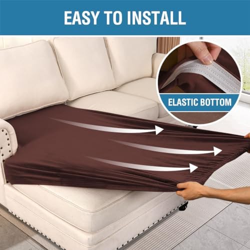 H.VERSAILTEX Velvet Stretch Individual Chaise Cover Sectional Couch Covers for L Shaped Sofa Both Left/Right Furniture Protector Seat Cushion Sofa Cover (1 Piece Chaise Cover, Brown) - Image 4