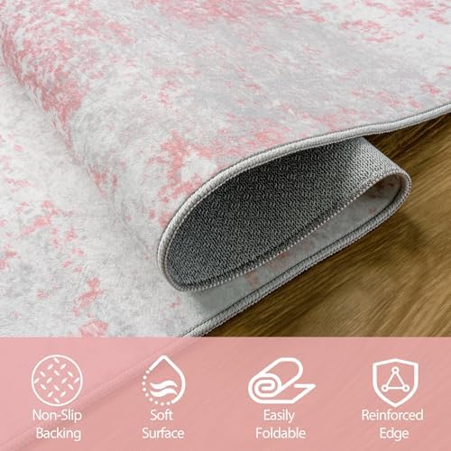Aelenmu 6x9 Area Rugs for Living Room Washable Bedroom Dining Room Pink - Image 4