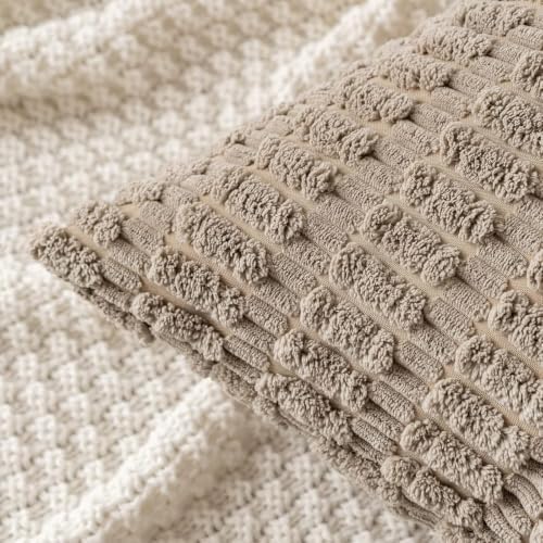 MIULEE Lumbar Corduroy Decorative Throw Pillow Covers 12x20 Light Brown - Image 5
