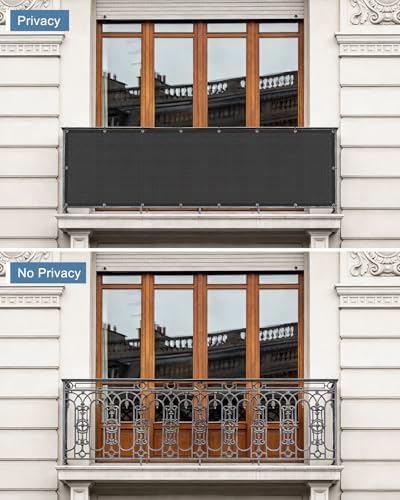 Balcony Privacy Screen Fence UV Protection, Customized 3.3'x13' Black - Image 2