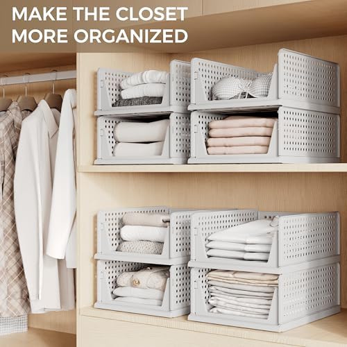 Pinkpum 6 Pack Closet Organizer Storage Bins Stackable Plastic Drawer Shelf - Image 5