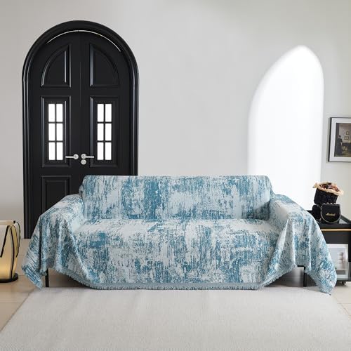 MYSKY HOME Sectional Couch Cover Sage Abstract Geometric Sofa Covers for Sectional Sofa L Shape Chenille Couch Protector for Dogs Pets Couch Throw Cover Washable Durable for Home Decor, 71" X118" by MYSKYHOME
