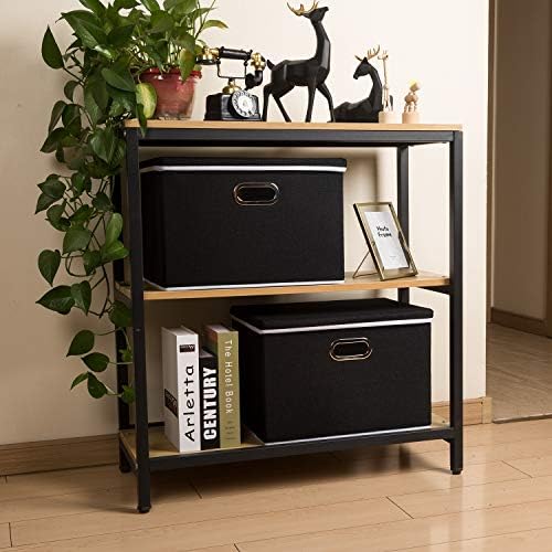 PRANDOM Large Foldable Storage Box with Lid [1-Pack] Fabric Collapsible Storage Bin Organizer Container Basket Cube with Cover for Home Bedroom Closet Office Nursery Black (17.7x11.8x11.8) - Image 4