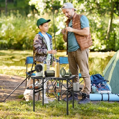 Titanker Folding Camping Table 2ft, Small Camp Table Portable with Side Racks & Storage Net, Small Picnic Table, Portable Beach Desk, Car Camping Essentials, Aluminum Light & Solid - Image 2