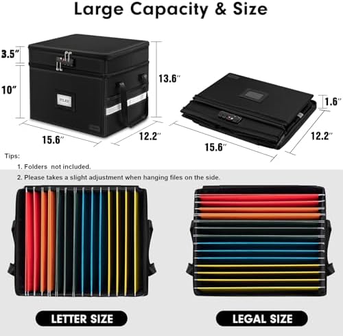 Fireproof File Oganizer with Lock, 2 Layer Fireproof Document Storage Box - Image 4