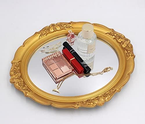 YCHMIR 14.8 x 13.1 inch Oval Wall Mirror Vintage Style Wall Mounted (Gold) - Image 3