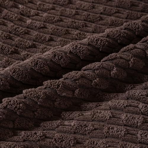 Set of 4 Beige Brown Coffee Decorative Throw Pillow Covers 22x22 Inch Corduroy Pillow Covers for Bed Couch Sofa Living Room Soft Square Cushion Cases - Image 5