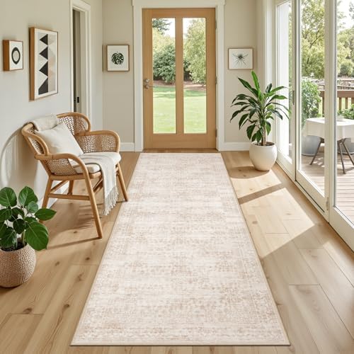 Hallway Runner Rug: 2.6x8 Kitchen Rugs for Living Room Beige Brown - Image 5