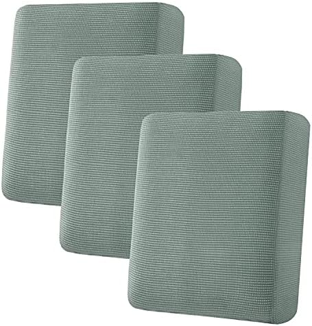 H.VERSAILTEX Super Stretch Individual Seat Cushion Covers Sofa Covers Couch Cushion Covers Slipcover Sets Thick Jacquard Textured Twill Fabric (3 Piece Sofa Cushion Covers, Sage) by HVERSAILTEX