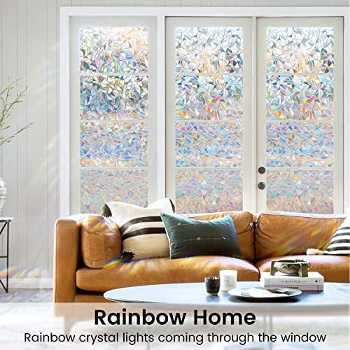 DOWELL Stained Glass Window Privacy Film, Rainbow Window Cling, Clear - Image 2