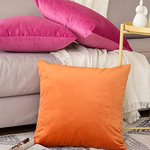 MIULEE Velvet Throw Pillow Covers 18x18 Inch Pack of 2 Hot Pink - Image 4