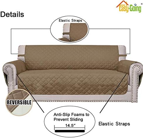 Easy-Going Reversible Couch Cover, 2 Cushion Sofa, Loveseat, Camel/Ivory - Image 3