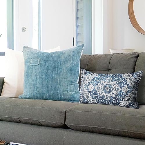 Snycler Boho Throw Pillow Covers 12x20 inch Set of 2 Blue Boho Rug Carpet Double Sided Pattern Cotton Soft Pillow Case Cushion Cover Pillowcase for Couch Sofa Bed Decorative - Image 4