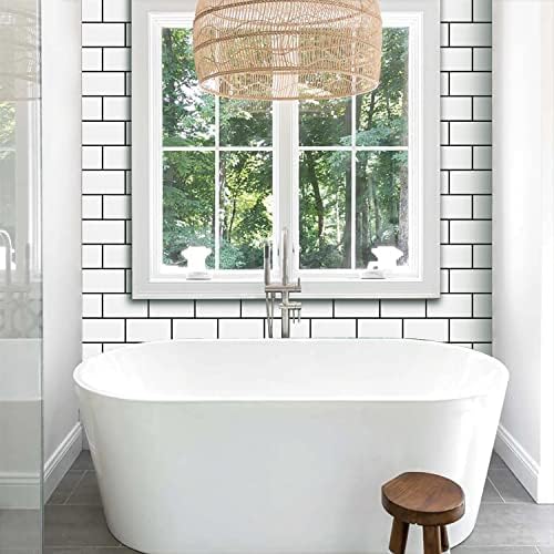 STICKGOO 10-Sheet Backsplash Peel and Stick Subway Tile, Self Adhesive Vinyl Wall Tiles, Stick on Backsplash for Kitchen and Bathroom(Thicker Design, White with Black Grout) - Image 6