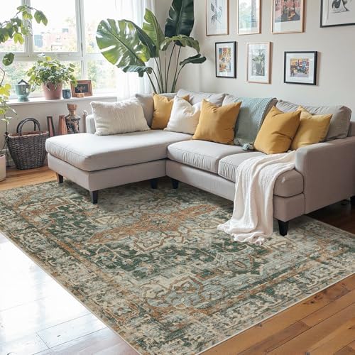 Rugxara Green 4x6 Area Rug Washable Rug for Living Room Bedroom Office by Rugxara
