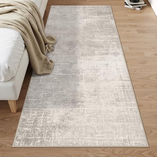 3x7 Washable Hallway Runner Rug: Abstract Stain Resistant Kitchen Rug Farmhouse Ultra Soft Bathroom Bedroom Entryway Printed Floor Mat Thin Non-Slip Carpet for Living Room Laudry(3x7,Beige/Cream) - Image 2