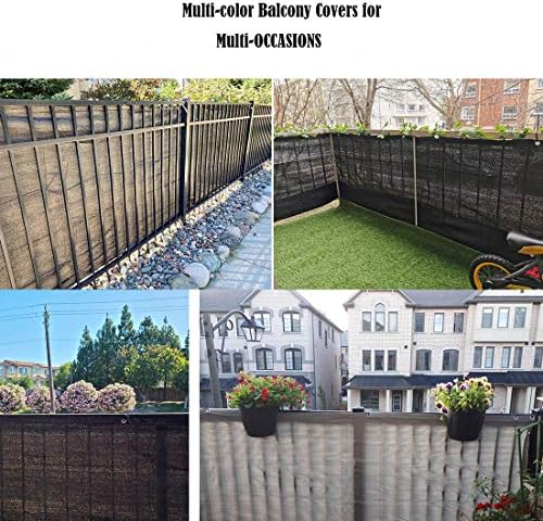 Balcony Privacy Screen Fence Cover, 3.5ft x16.5ft Privacy Screen UV-Resistant Visibility Reduction Fence Screen for Balcony, Apartment, Backyard, Patio, Porch, Garden (3.5x16.5ft, Black) - Image 2