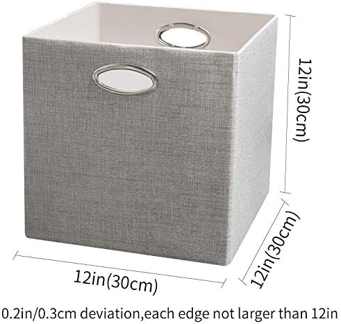 Posprica Storage Cubes, 12×12 Collapsible Storage Basket Bins,Heavy Duty Fabric Containers, 4pcs, Sliver Grey - Image 2