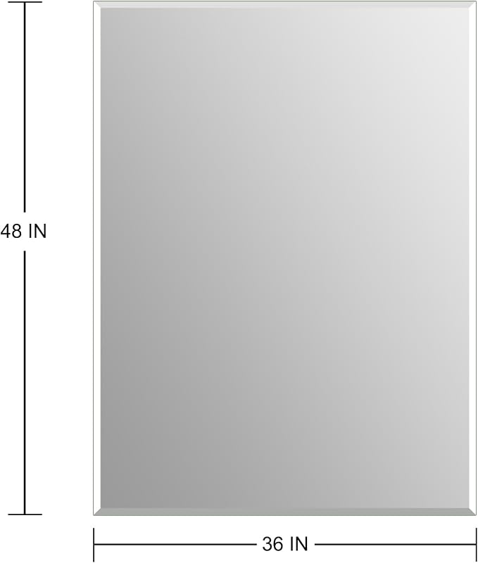 Frameless Wall Mirror 48” x 36“ Bathroom Mirror for Over Sink Beveled Edge - Image 4