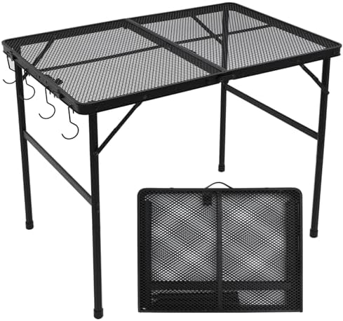 Outdoor Grill Camping Folding Table 3 Ft, Aluminium Picnic Table - Portable, Lightweight, Compact & Height Adjustable Collapsible Patio BBQ Garden Table by ALZEROOE