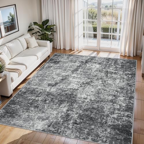 6x9 Area Rugs for Living Room Washable Bedroom Dining Room Black Grey by Aelenmu