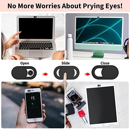 Yilador Webcam Cover (6 Pack) 0.03 inch Ultra Thin Laptop Camera Cover Slide for Computer MacBook Pro/Air iMac iPhone Cell Phone PC Tablet Notebook Surface Pro Echo Show Camera Blocker Slider - Black - Image 6