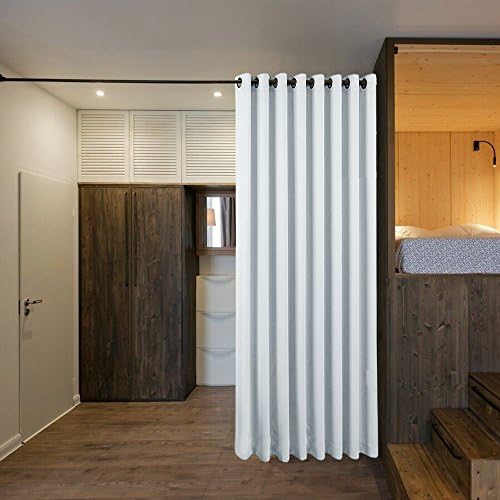 NICETOWN Ceiling Curtains, Room Divider Curtain Screen Partition, Vertical Blind for Sling Door, Blackout Window Curtain, Privacy Blind for Patio (Greyish White, Single Panel, 12.5ft Wide x 9ft Long) - Image 6