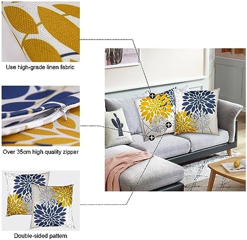 Flower Throw Pillow Covers 18x18 Set of 2, Flowers Pillow Cushion Cases, Modern Decorative Square Pillowcases for Sofa Couch Bedroom Living Room Car (18X18in Set of 2, Beige Flower) (2QE3005) - Image 2