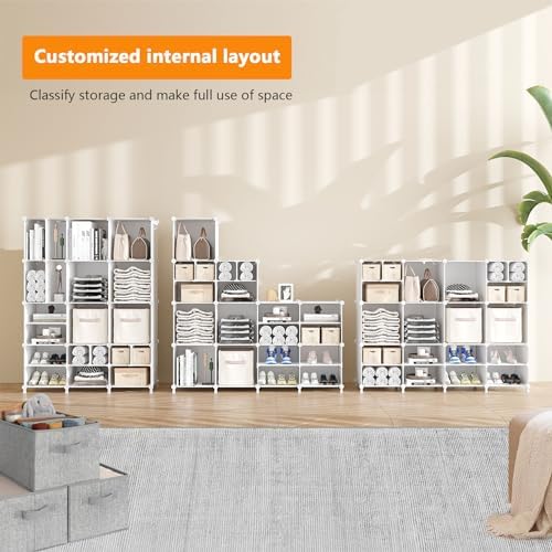 AWTATOS Cube Storage Closet Organizer Storage 12 Cube Shelves, White - Image 5