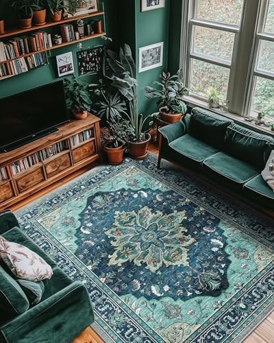 RELEANY Washable Area Rug, 8'x10', Teal - Image 2