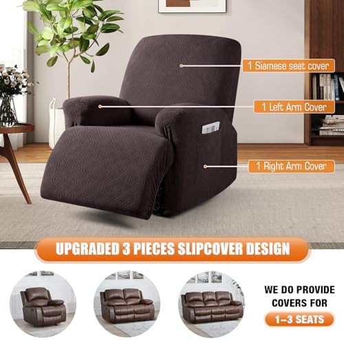 VANSOFY Stretch Recliner Chair Cover, Slipcover, Chocolate, 1 Seater - Image 4