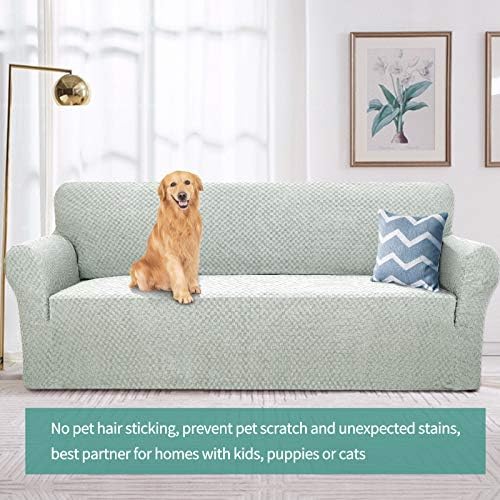 YEMYHOM Couch Cover Latest Jacquard Design High Stretch Sofa Covers for 2 Cushion Couch, Pet Dog Cat Proof Loveseat Slipcover Non Slip Magic Elastic Furniture Protector (Medium, Ivory) - Image 2