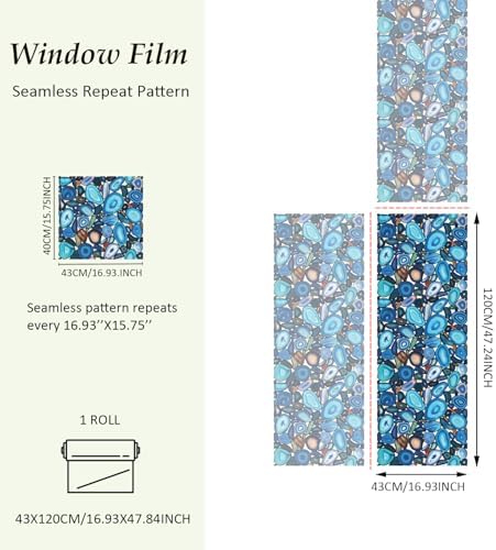 funlife Original Hand-Drawn Stained Glass Window Film with Tools, Double-Sided Static Cling Window Privacy Film for Glass and Window Door, Blue Agate 16.93"x47.24" - Image 5