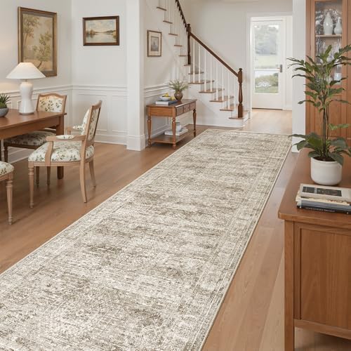 Soalmost Washable 3x10 Hallway Runner Rug Non-Slip Kitchen Entry Rugs Brown - Image 2
