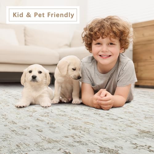 8x10 Washable Area Rugs for Living Room,Bedroom,Dining Room- Neutral Beige - Image 6