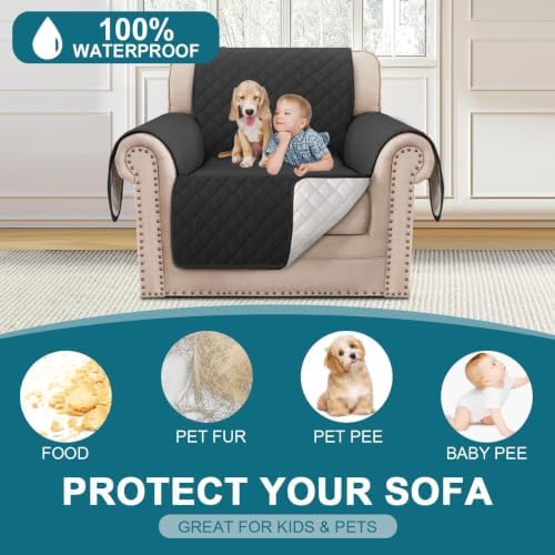 Turquoize 100% Waterproof Chair Covers Couch Covers for Dogs, Chair 28" - Image 2