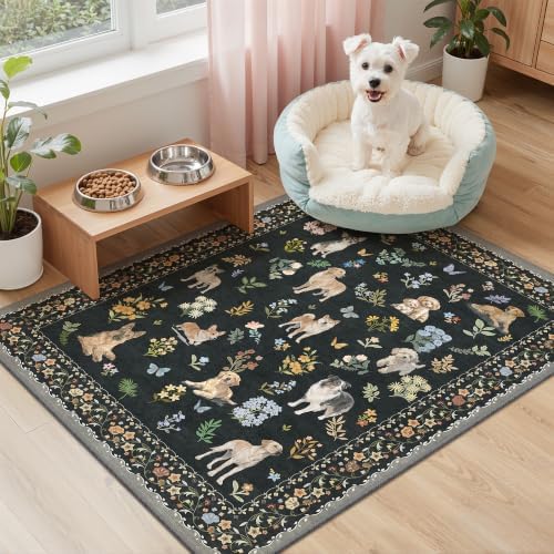 Soalmost 2x3 Dog Rugs for Entryway, Washable Door Mat Animal Soft Rug Black - Image 3