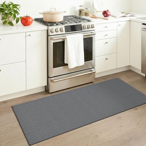 KOZYFLY Runners for Hallways 2x5 ft Washable Kitchen Runner Non Slip Rubber Backed Hall Runners Cotton Entryway Runner Rugs Floor Carpet for Indoor Backdoor Bedroom Kitchen, Grey/Dark Grey - Image 2