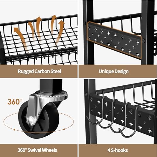 6 Tier Slim Storage Cart, Narrow Rolling Cart with Wheels, 10in(W) - Image 5
