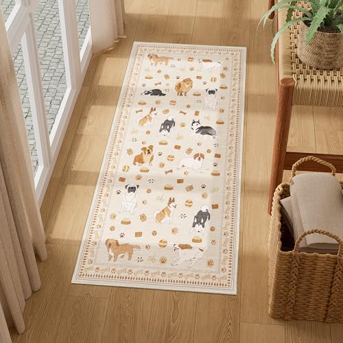 DUKINO 2x4 Rug Runner, Washable Dog Bathroom Rug Soft Non Slip Beige Yellow - Image 5