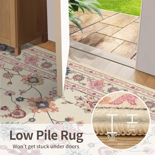 Rugxara 3x5 Entryway Rug,Pink Washable Area Rug - Image 6