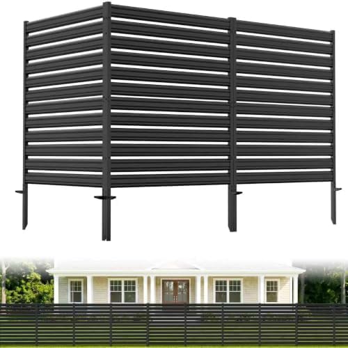 3 Panel No Dig Privacy Fence Screen, 42" H × 38" W Metal Outdoor AC Fencing by Unknown